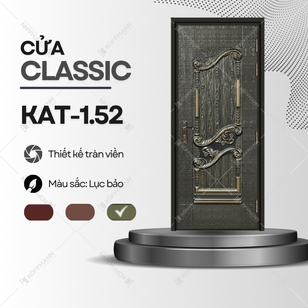 Cửa Classic KAT-1.52 có màu Lục Bảo sang trọng