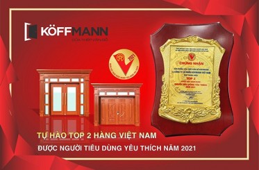 24h.com.vn Cửa thép vân gỗ Koffmann đạt Top 2 hàng Việt Nam được người tiêu dùng yêu thích năm 2021