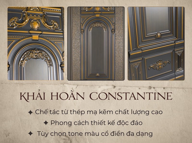 Cánh cửa với họa tiết Khải Hoàn Môn không chỉ là một điểm nhấn kiến trúc