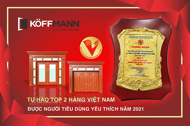 Chứng nhận công ty cổ phần Koffmann đạt top 2 "Hàng Việt Nam được người tiêu dùng yêu thích" năm 2021