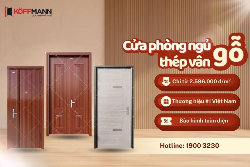 Bảng báo giá cửa phòng ngủ thép vân gỗ mới nhất