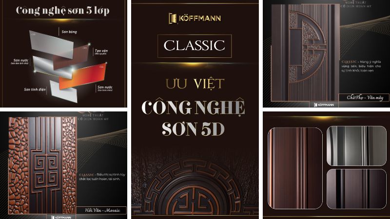 Công nghệ sơn 5D: Ứng dụng trên dòng cửa Koffmann Classic