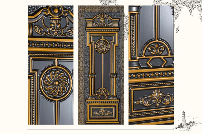 Hoa văn tinh xảo của Hải Đăng Alexandria trên cửa thép Classic