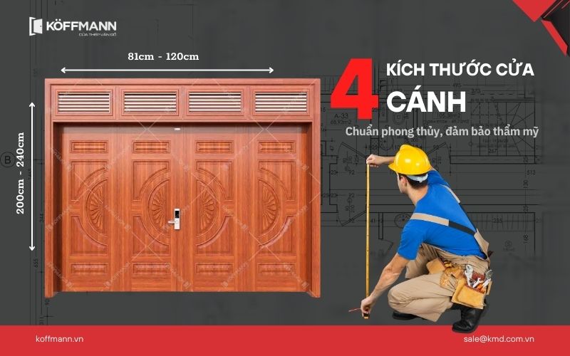 Lưu Ý Khi Tính Kích Thước Cửa Chính 4 Cánh