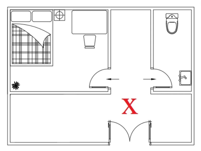 Tránh bố trí cửa phòng ngủ đối diện với cửa nhà vệ sinh