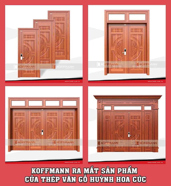 koffmann ra mắt cửa thép vân gỗ huỳnh hoa cúc