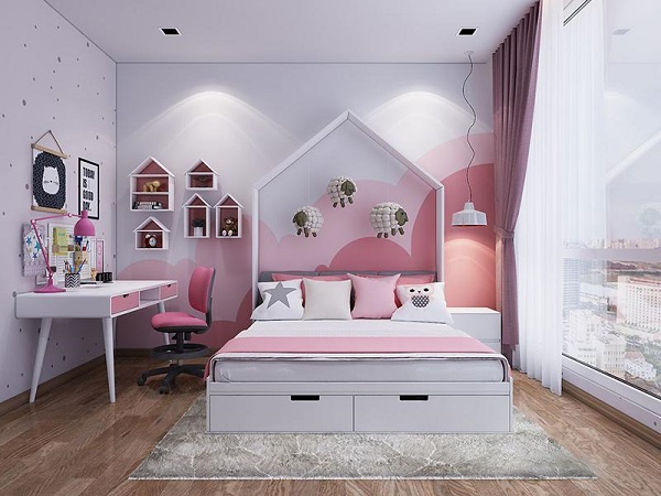Phòng ngủ màu hồng đẹp
