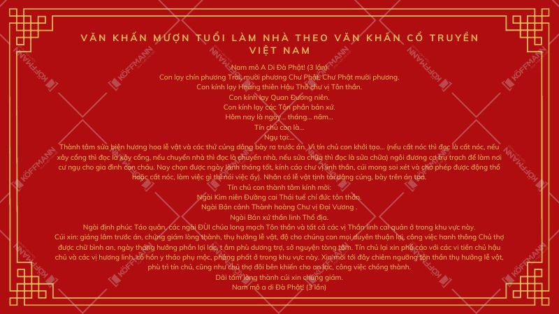 Văn khấn mượn tuổi làm nhà theo Văn Khấn Cổ Truyền Việt Nam 