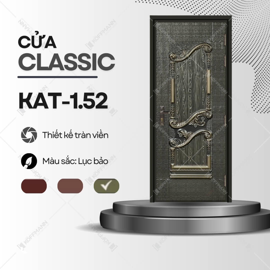 Cửa Classic KAT-1.52 có màu Lục Bảo sang trọng