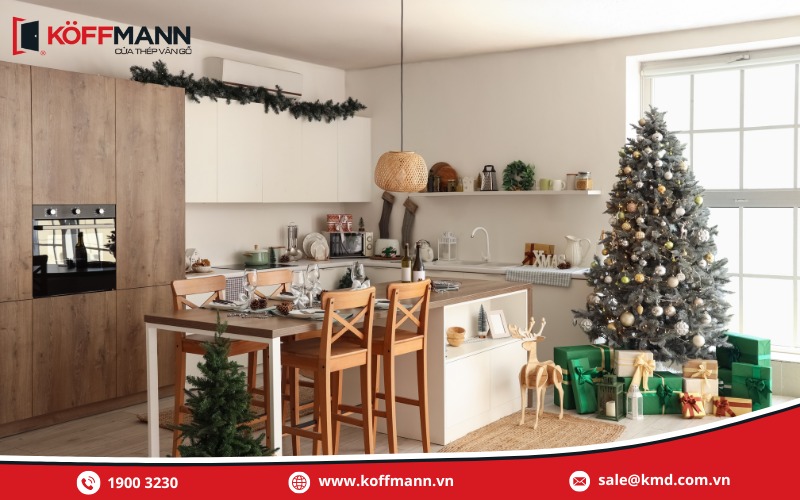 Cách trang trí nhà cửa giáng sinh vị trí nhà bếp