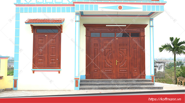 công trình cửa thép vân gỗ Luxury KL-41.01.03-4TK