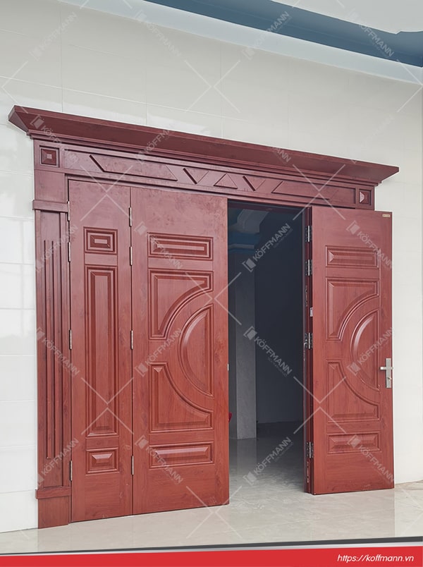 công trình sử dụng cửa thép vân gỗ Luxury KL-41.01.03-4TK