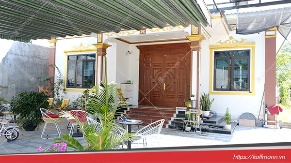 cửa thép vân gỗ Luxury KL-41.01.03-4TK công trình thực tế